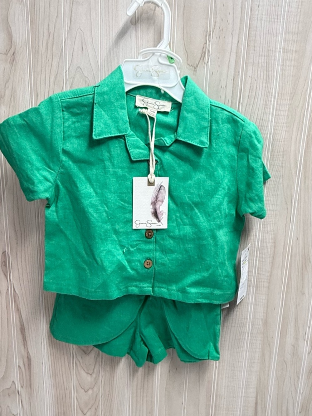 Jessica Simpson Bright Green Button-Front Kids Shirt
